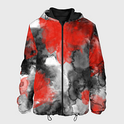 Куртка с капюшоном мужская Черно-красная абстрактная текстура акварели, цвет: 3D-черный