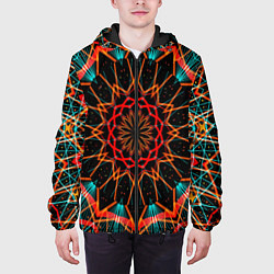 Куртка с капюшоном мужская Фрактальная мандала, цвет: 3D-черный — фото 2