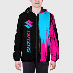Куртка с капюшоном мужская Suzuki - neon gradient: по-вертикали, цвет: 3D-черный — фото 2