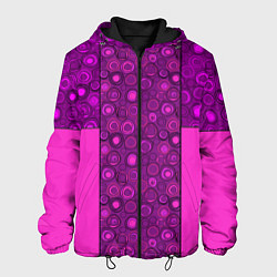 Куртка с капюшоном мужская Розовый комбинированный неоновый узор, цвет: 3D-черный