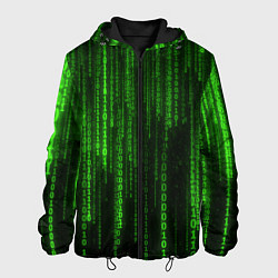 Куртка с капюшоном мужская Двоичный код зеленый, цвет: 3D-черный