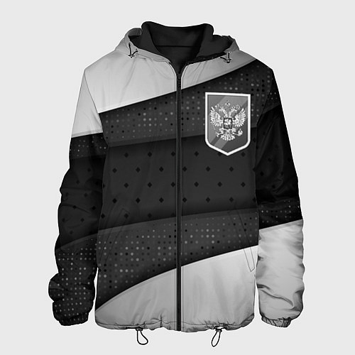 Мужская куртка Черно-белый герб России / 3D-Черный – фото 1