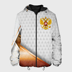 Куртка с капюшоном мужская Герб РФ с золотой вставкой, цвет: 3D-черный