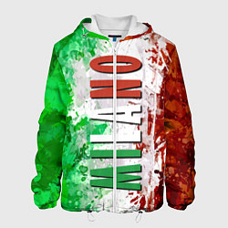 Куртка с капюшоном мужская Флаг Италии - кляксы, цвет: 3D-белый
