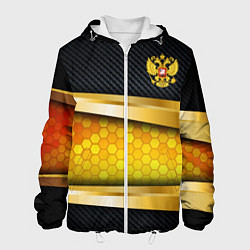 Куртка с капюшоном мужская Black & gold - герб России, цвет: 3D-белый