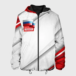 Куртка с капюшоном мужская Red & white флаг России, цвет: 3D-черный