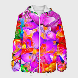 Куртка с капюшоном мужская Flower Illusion, цвет: 3D-белый