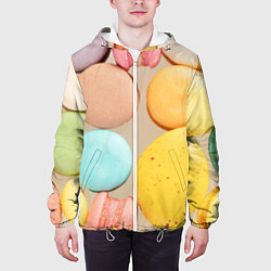 Куртка с капюшоном мужская Разноцветные пирожные Макарон, цвет: 3D-белый — фото 2