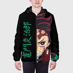 Куртка с капюшоном мужская Танджиро из Demon Slayer, цвет: 3D-черный — фото 2