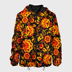 Куртка с капюшоном мужская Хохлома роспись, цвет: 3D-черный