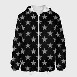 Куртка с капюшоном мужская Звездный фон черный, цвет: 3D-белый