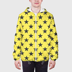 Куртка с капюшоном мужская Звездный фон желтый, цвет: 3D-белый — фото 2