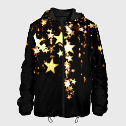 Куртка с капюшоном мужская Золотые праздничные звезды, цвет: 3D-черный