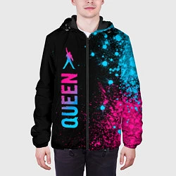 Куртка с капюшоном мужская Queen - neon gradient: по-вертикали, цвет: 3D-черный — фото 2