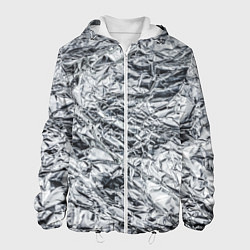 Куртка с капюшоном мужская Фольга и серебро в модном дизайне, цвет: 3D-белый