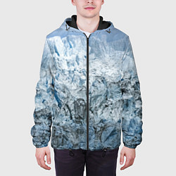 Куртка с капюшоном мужская Ледяные горы со снегом, цвет: 3D-черный — фото 2
