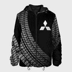 Куртка с капюшоном мужская Mitsubishi tire tracks, цвет: 3D-черный