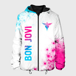 Мужская куртка Bon Jovi neon gradient style: надпись, символ