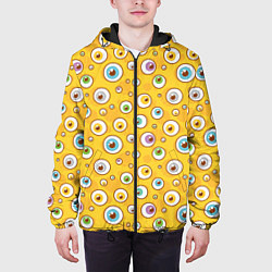 Куртка с капюшоном мужская Глаза круглые разноцветные, цвет: 3D-черный — фото 2