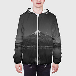 Куртка с капюшоном мужская Тёмные горы и озеро, цвет: 3D-белый — фото 2