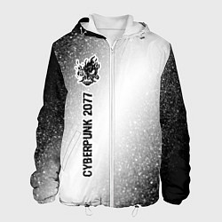 Куртка с капюшоном мужская Cyberpunk 2077 glitch на светлом фоне: по-вертикал, цвет: 3D-белый