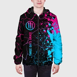 Куртка с капюшоном мужская Three Days Grace - neon gradient: по-вертикали, цвет: 3D-черный — фото 2