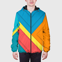 Куртка с капюшоном мужская Простейший геометрический узор, цвет: 3D-черный — фото 2