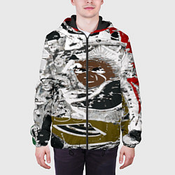 Куртка с капюшоном мужская Абстракция мазки цветной краски графика, цвет: 3D-черный — фото 2