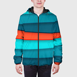 Куртка с капюшоном мужская Геометрические непараллельные пластины, цвет: 3D-черный — фото 2