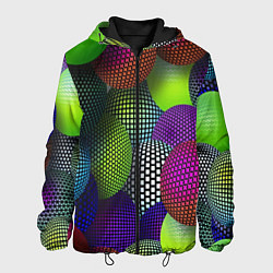 Куртка с капюшоном мужская Трехмерные разноцветные шары, цвет: 3D-черный