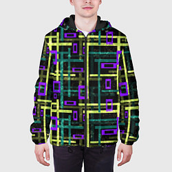 Куртка с капюшоном мужская Геометрический узор с мраморной текстурой, цвет: 3D-черный — фото 2