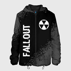 Мужская куртка Fallout glitch на темном фоне: надпись, символ