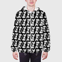 Куртка с капюшоном мужская Скелет кошки - Halloween pattern, цвет: 3D-белый — фото 2