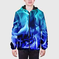 Куртка с капюшоном мужская Огненный неоновый градиент, цвет: 3D-черный — фото 2