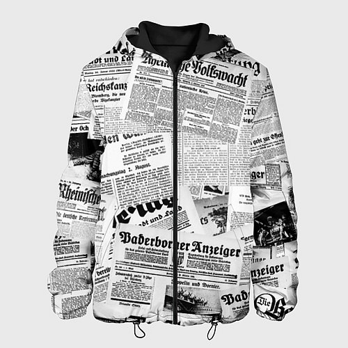 Мужская куртка Газетный коллаж / 3D-Черный – фото 1