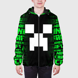 Куртка с капюшоном мужская Лицо Крипера - Майнкрафт, цвет: 3D-черный — фото 2
