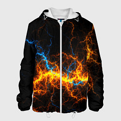 Куртка с капюшоном мужская Электрический рисунок, цвет: 3D-белый