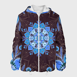 Мужская куртка Мандала-цветок Голубая снежинка