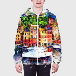 Куртка с капюшоном мужская Картина красочный город, цвет: 3D-белый — фото 2