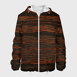 Куртка с капюшоном мужская Оранжевые абстрактные волны материи, цвет: 3D-белый