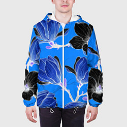 Куртка с капюшоном мужская Растительная композиция - минимализм, цвет: 3D-белый — фото 2