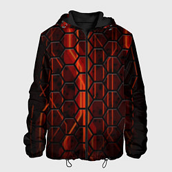 Куртка с капюшоном мужская Соты на красном фоне, цвет: 3D-черный