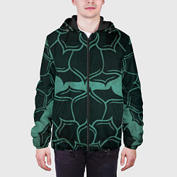 Куртка с капюшоном мужская Абстрактный цветочный узор, цвет: 3D-черный — фото 2