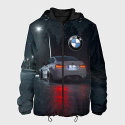 Куртка с капюшоном мужская Крутая бэха на ночной трассе, цвет: 3D-черный