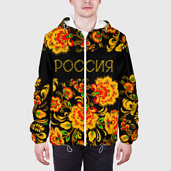 Куртка с капюшоном мужская РОССИЯ роспись хохлома, цвет: 3D-белый — фото 2