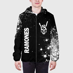 Куртка с капюшоном мужская Ramones и рок символ на темном фоне, цвет: 3D-черный — фото 2