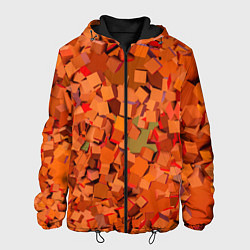 Куртка с капюшоном мужская Оранжевые кубы в абстракции, цвет: 3D-черный