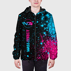 Куртка с капюшоном мужская Mass Effect - neon gradient: по-вертикали, цвет: 3D-черный — фото 2