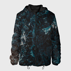 Куртка с капюшоном мужская Синий мрамор с прожилками, цвет: 3D-черный