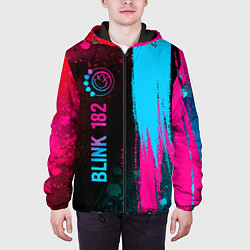 Куртка с капюшоном мужская Blink 182 - neon gradient: по-вертикали, цвет: 3D-черный — фото 2